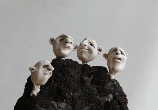 Trolls: Sculpture on lava stone, unique gift idea, memories from Iceland, one of a kind art. Designed by icelandic artist, Ása O. Valdimarsdóttir.