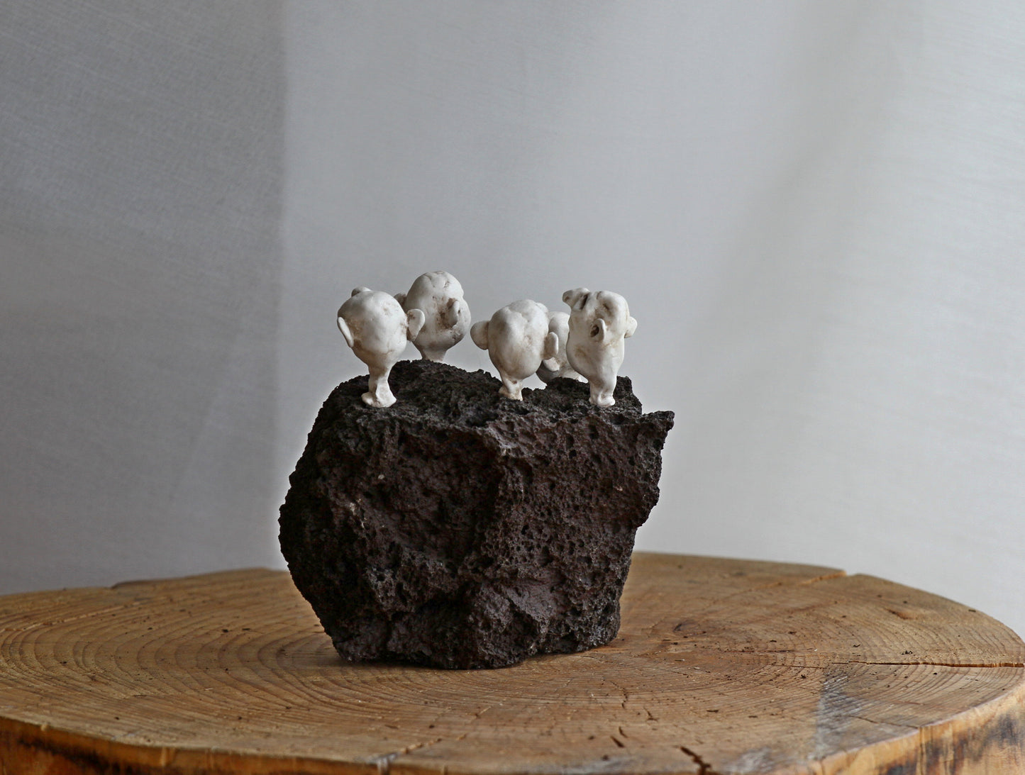 Trolls: Sculpture on lava stone, unique gift idea, home decor one of a kind art. Design by Ása O. Valdimarsdóttir.