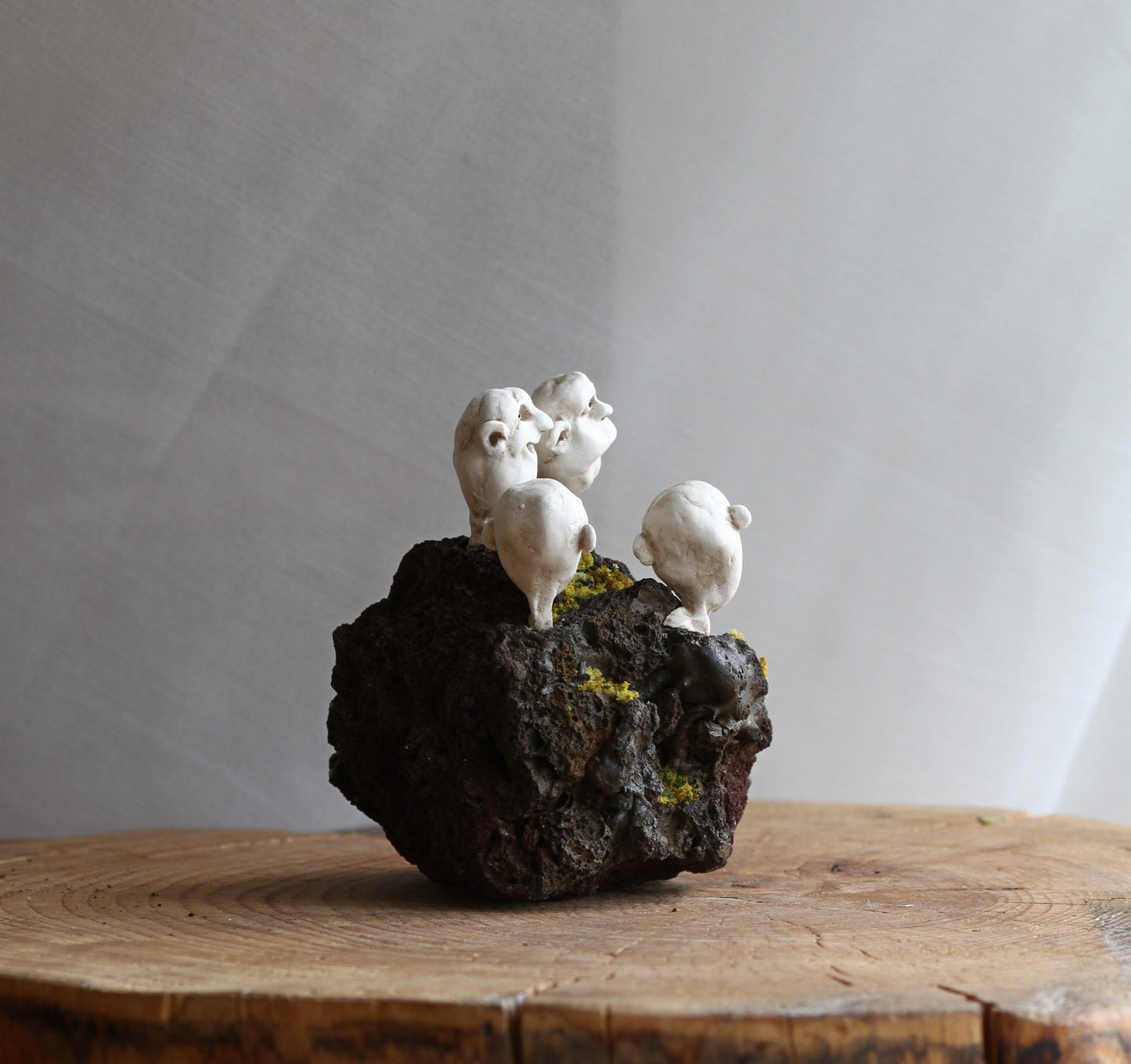 Souvenir from Iceland. Sculpture on lava stone, artificial moss, unique gift idea ,home decor.