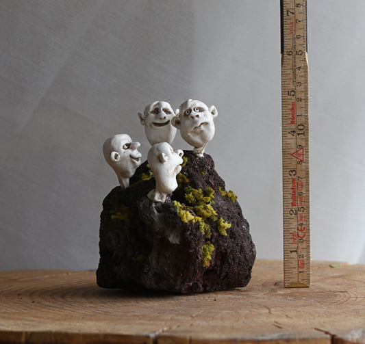 Souvenir from Iceland. Sculpture on lava stone, artificial moss, unique gift idea ,home decor.