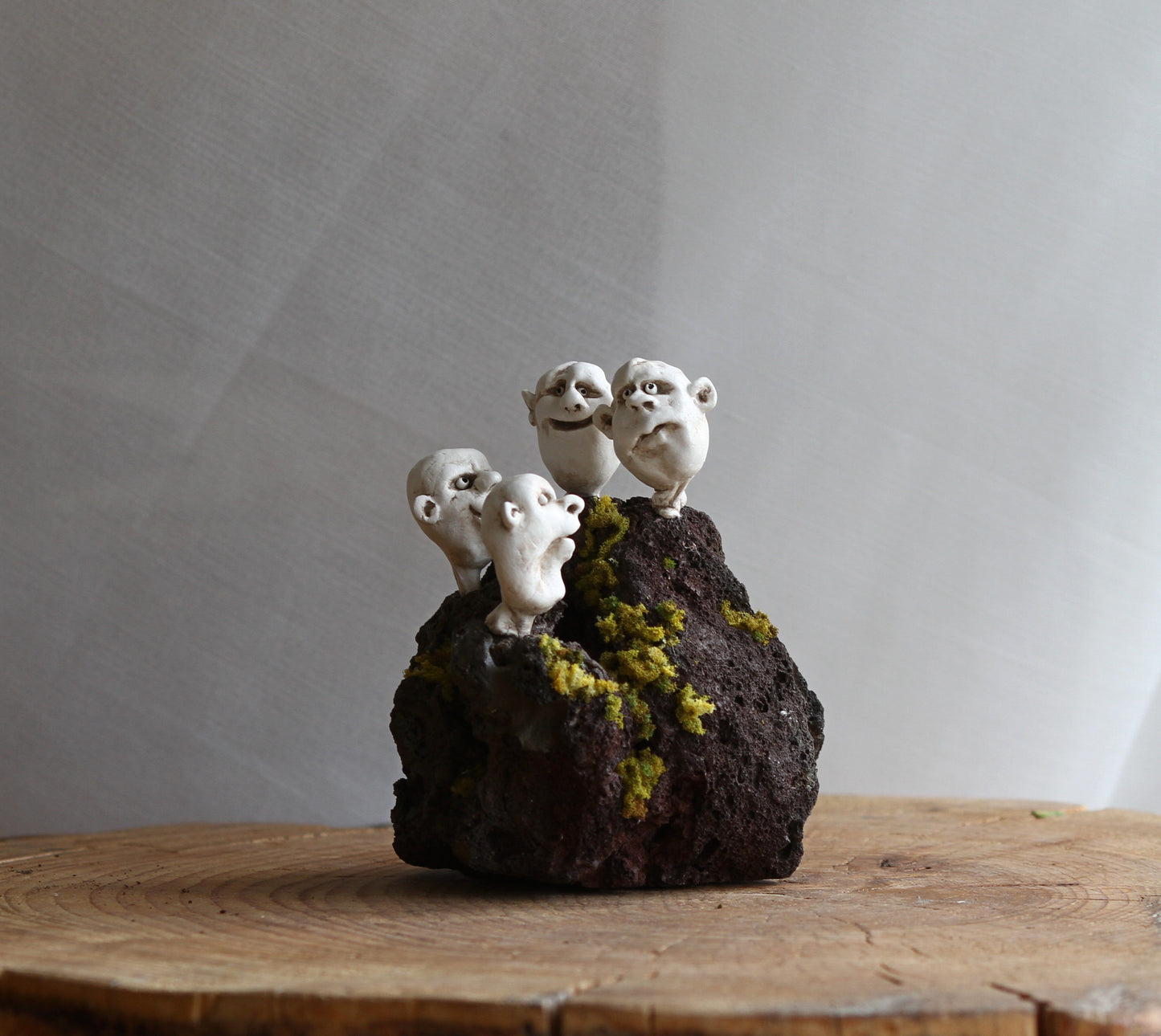 Souvenir from Iceland. Sculpture on lava stone, artificial moss, unique gift idea ,home decor.