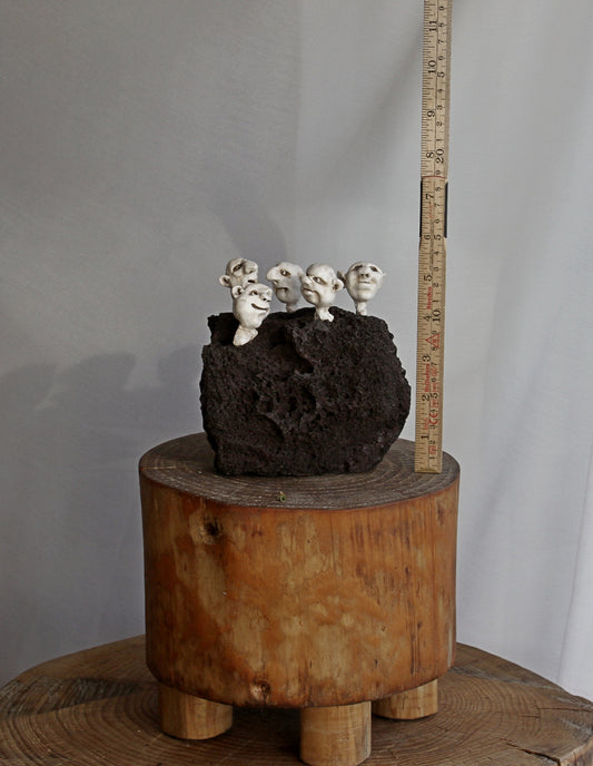 Trolls: Sculpture on lava stone, unique gift idea, home decor one of a kind art. Design by Ása O. Valdimarsdóttir.