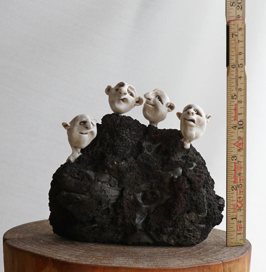 Trolls: Sculpture on lava stone, unique gift idea, memories from Iceland, one of a kind art. Designed by icelandic artist, Ása O. Valdimarsdóttir.