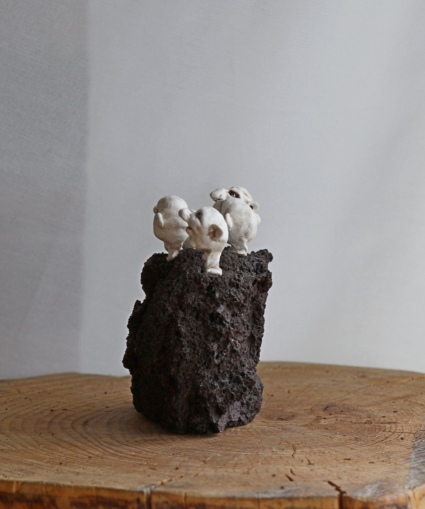 Trolls: Sculpture on lava stone, unique gift idea, home decor one of a kind art. Design by Ása O. Valdimarsdóttir.