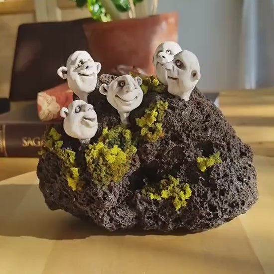 Trolls : sculpture on lava stone,unique gift idea ,home decor one of a kind art. Design by Ása O. Valdimarsdóttir.