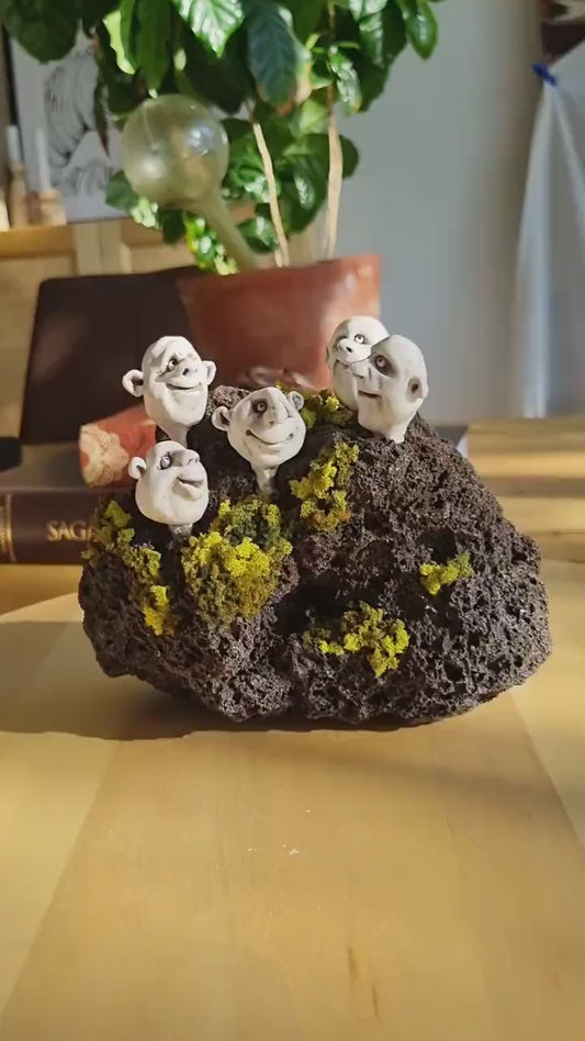 Trolls : sculpture on lava stone,unique gift idea ,home decor one of a kind art. Design by Ása O. Valdimarsdóttir.
